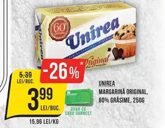 Mega Image UNIREA MARGARINĂ ORIGINAL, 60% GRĂSIME, 250G Ofertă