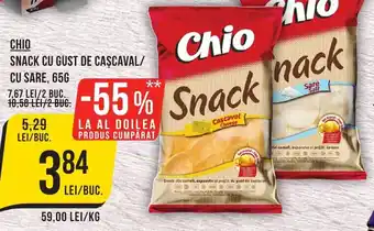 Mega Image CHIO SNACK CU GUST DE CASCAVAL/ CU SARE, 65G Ofertă