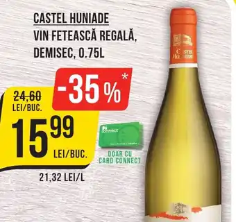 Mega Image CASTEL HUNIADE VIN FETEASCĂ REGALĂ, DEMISEC, 0.75L Ofertă