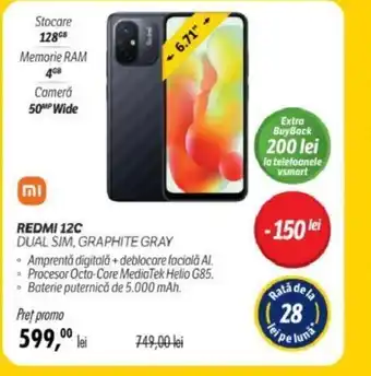 REDMI 12C DUAL SIM, GRAPHITE GRAY