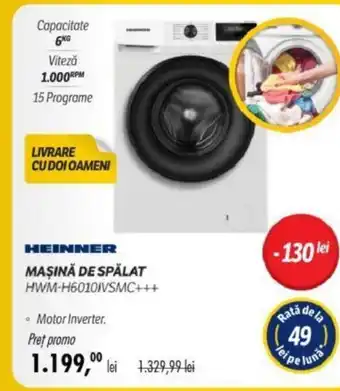 Flanco HEINNER MAŞINĂ DE SPALAT HWM-H60101VSMC+++ Ofertă