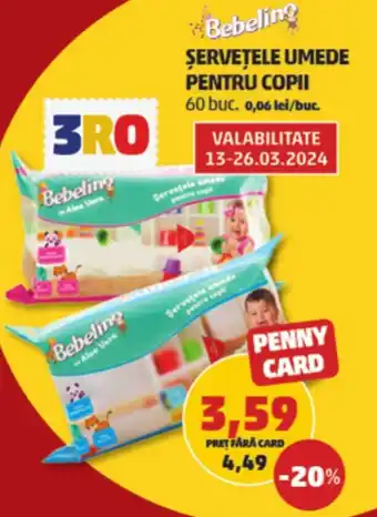 Penny ȘERVEȚELE UMEDE PENTRU COPII Ofertă