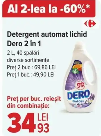 Carrefour Detergent automat lichid Dero 2 în 1 Ofertă