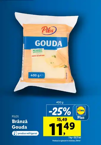 Lidl PILOS Brânză Gouda Ofertă