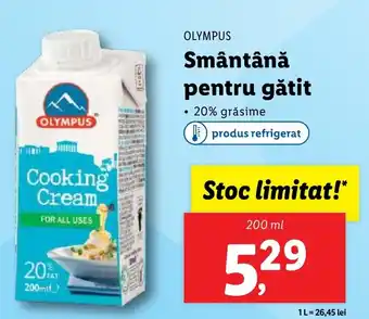 Lidl OLYMPUS Smântână pentru gătit Ofertă