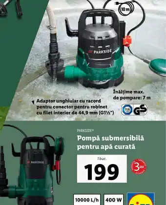 Lidl PARKSIDE® Pompǎ submersibilă pentru apă curată Ofertă