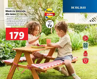 Lidl LIVARNO Home Masă cu băncuțe, din lemn Ofertă