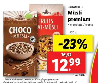 Lidl CROWNFIELD Müsli premium Ofertă