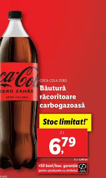 Lidl COCA-COLA ZERO Băutură răcoritoare carbogazoasă 2L Ofertă