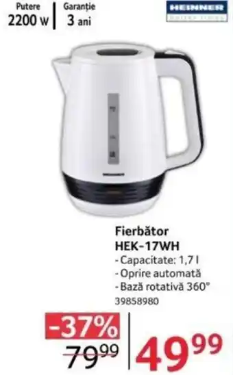 Selgros Fierbător HEK-17WH Ofertă