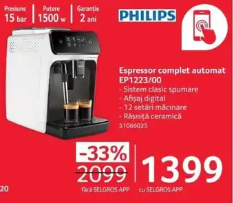 Selgros Espressor complet automat EP1223/00 Ofertă