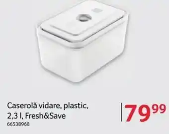 Caserolǎ vidare, plastic, 2,3 L Fresh&Save