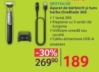 Selgros Aparat de bărbierit şi tuns barba OneBlade 360 Ofertă