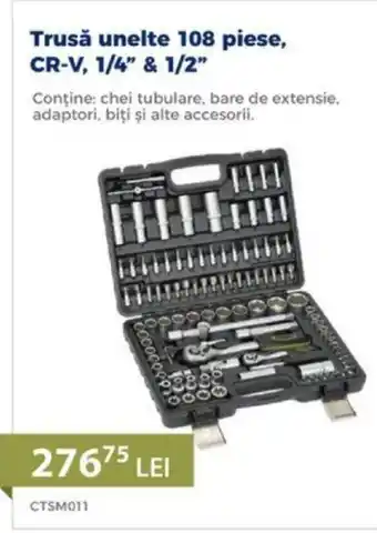Trusă unelte 108 piese, CR-V, 1/4" & 1/2"