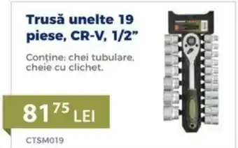 Carrefour Trusǎ unelte 19 piese, CR-V, 1/2" Ofertă