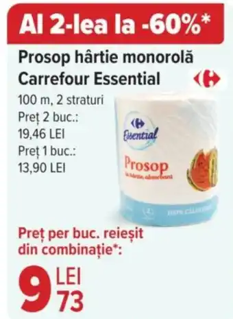 Carrefour Prosop hârtie monorolǎ Carrefour Essential Ofertă