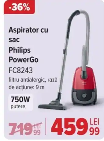 Carrefour Aspirator cu sac Philips PowerGo FC8243 Ofertă