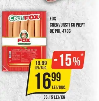 Mega Image FOX CRENVURȘTI CU PIEPT DE PUI, 470G Ofertă