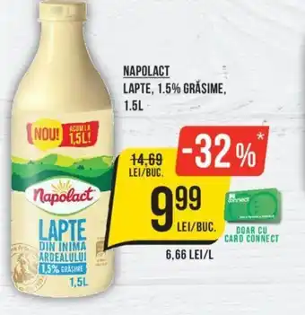 Mega Image NAPOLACT LAPTE, 1.5% GRASIME, 1.5L Ofertă