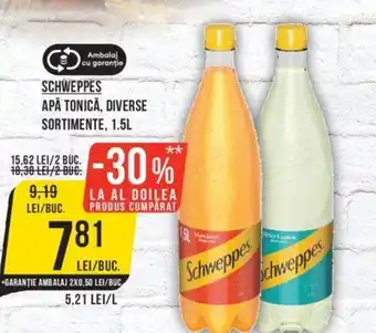 Mega Image SCHWEPPES APĂ TONICĂ, DIVERSE SORTIMENTE, 1.5L Ofertă