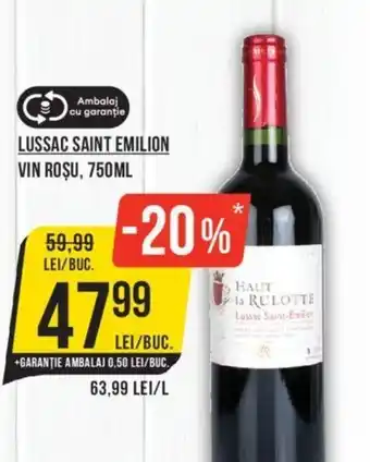 Mega Image LUSSAC SAINT EMILION VIN ROŞU, 750ML Ofertă
