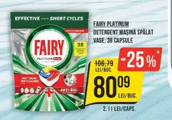 Mega Image FAIRY PLATINUM DETERGENT MAŞINĂ SPĂLAT VASE, 38 CAPSULE Ofertă