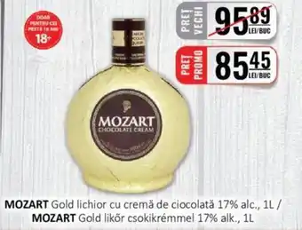 CBA MOZART Gold lichior cu cremă de ciocolată 17% alc., 1L Ofertă