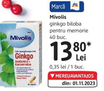 DM Mivolis ginkgo biloba pentru memorie 40 buc. Ofertă