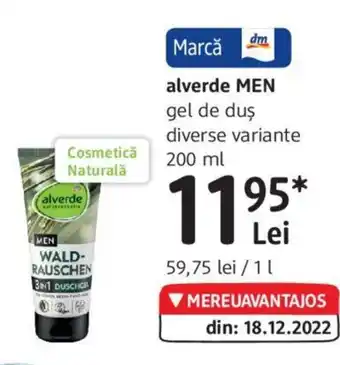 DM Alverde MEN gel de duş diverse variante 200 ml Ofertă