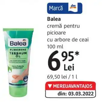 DM Balea cremă pentru picioare cu arbore de ceai 100 ml Ofertă
