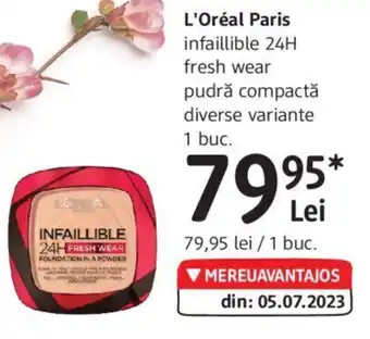 L'Oréal Paris infaillible 24H fresh wear pudră compactǎ
