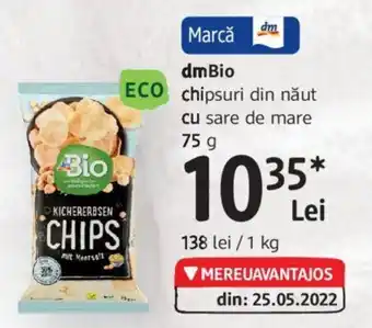 DM DmBio chipsuri din năut cu sare de mare 75 g Ofertă