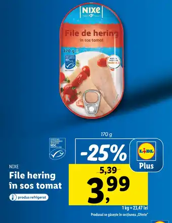 Lidl NIXE File hering în sos tomat Ofertă