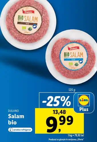Lidl DULANO Salam bio Ofertă