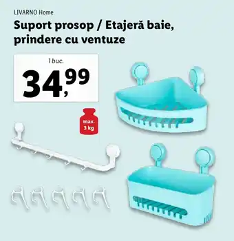 Lidl LIVARNO Home Suport prosop / Etajeră baie, prindere cu ventuze Ofertă