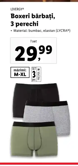 Lidl LIVERGY® Boxeri bărbați, 3 perechi Ofertă