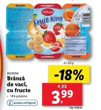 Lidl MILBONA Brânză de vaci, cu fructe Ofertă