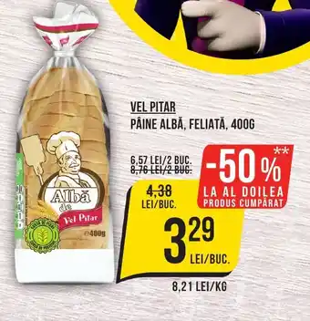 Mega Image VEL PITAR PÂINE ALBĂ, FELIATĂ, 400G Ofertă