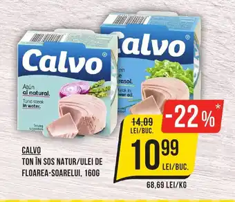 Mega Image CALVO TON ÎN SOS NATUR/ULEI DE FLOAREA-SOARELUI, 160G Ofertă