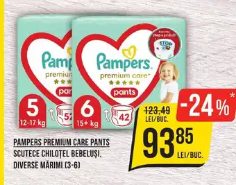 Mega Image PAMPERS PREMIUM CARE PANTS SCUTECE CHILOTEL BEBELUȘI, DIVERSE MĂRIMI (3-6) Ofertă