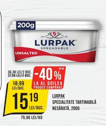 LURPAK SPECIALITATE TARTINABILĂ NESĂRATĂ, 200G