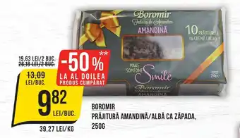 Mega Image BOROMIR PRĂJITURĂ AMANDINĂ/ALBĂ CA ZĂPADA, 250G Ofertă