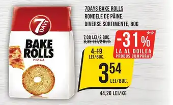 Mega Image 7DAYS BAKE ROLLS RONDELE DE PÂINE, DIVERSE SORTIMENTE, 80G Ofertă