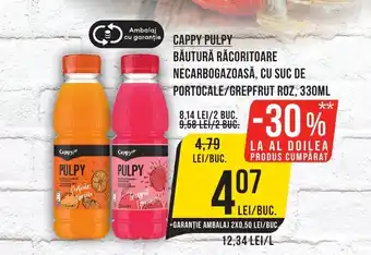 Mega Image CAPPY PULPY BĂUTURĂ RĂCORITOARE NECARBOGAZOASĂ, CU SUC DE PORTOCALE/GREPFRUT ROZ, 330ML Ofertă