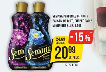Mega Image SEMANA PERFUMES OF NIGHT BALSAM DE RUFE, PURPLE RAIN/ MINDNIGHT BLUE, 1.65L Ofertă