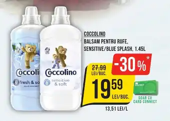 Mega Image COCCOLINO BALSAM PENTRU RUFE, SENSITIVE/BLUE SPLASH, 1.45L Ofertă