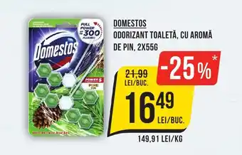 Mega Image DOMESTOS ODORIZANT TOALETĂ, CU AROMĂ DE PIN, 2X55G Ofertă