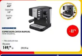 Flanco ESPRESSOR CAFEA MANUAL HEM-850BKSL Ofertă