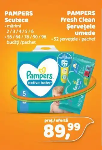 La Doi Pasi PAMPERS Scutece / PAMPERS Fresh Clean Şerveţele umede Ofertă