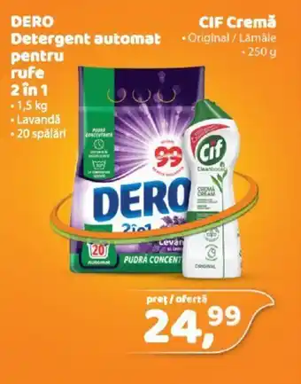 La Doi Pasi DERO Detergent automat pentru rufe 2 in 1/ CIF Cremă Ofertă